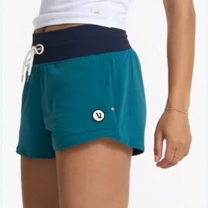 Vuori Teal Athletic Shorts with Navy Waistband